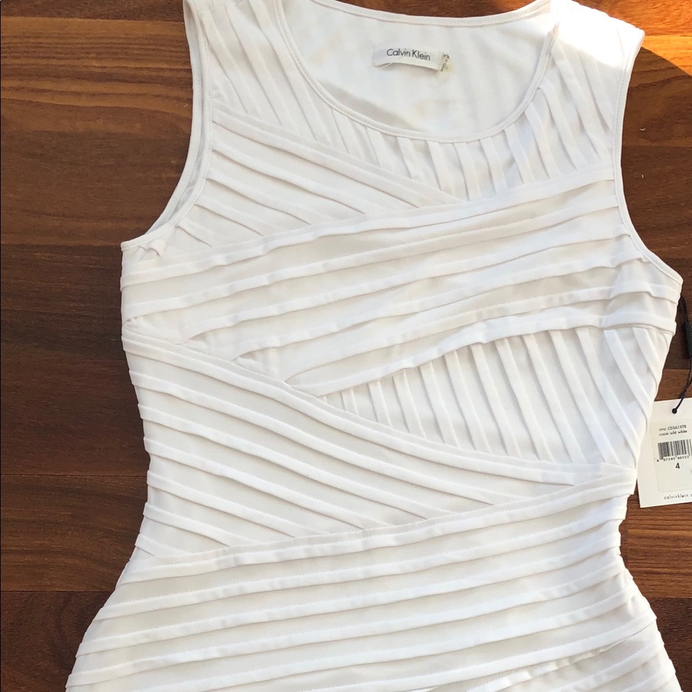 white calvin klein NWT bodycon dress size 4